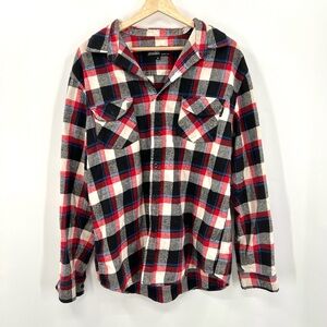 MILOKAI Boy's Black Red & White Plaid Button Down Shacket Size XL